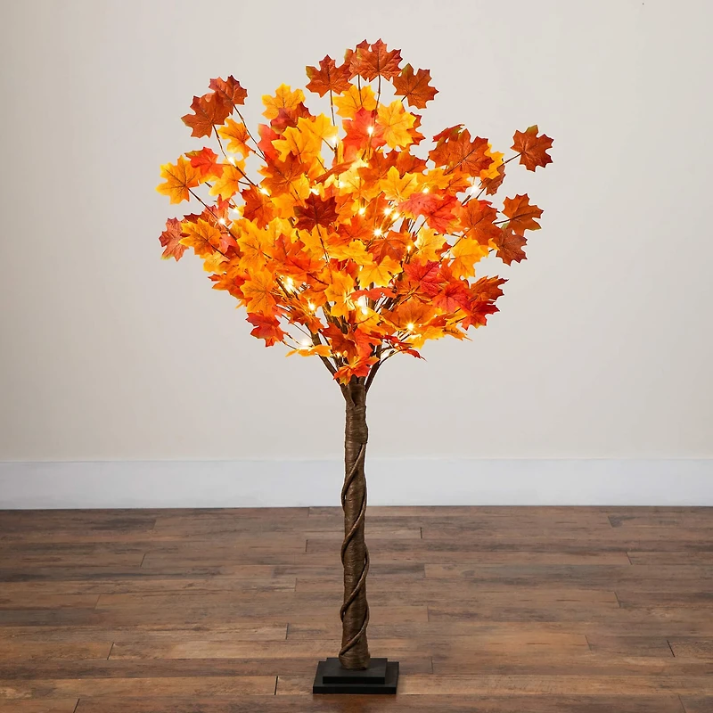 Nearly Natural 4ft Autumn Maple Fall Lighted Indoor Artificial Tree