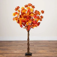 Nearly Natural 4ft Autumn Maple Fall Lighted Indoor Artificial Tree