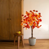 Nearly Natural 4ft Autumn Maple Fall Lighted Indoor Artificial Tree
