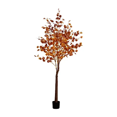 Nearly Natural 7ft Pre-Lit Autumn Eucalyptus Lighted Indoor Artificial Tree