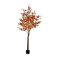 Nearly Natural 7ft Pre-Lit Autumn Eucalyptus Lighted Indoor Artificial Tree