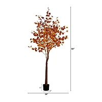 Nearly Natural 7ft Pre-Lit Autumn Eucalyptus Lighted Indoor Artificial Tree