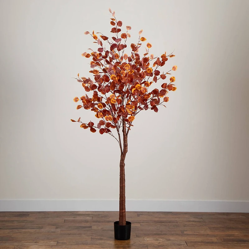 Nearly Natural 7ft Pre-Lit Autumn Eucalyptus Lighted Indoor Artificial Tree