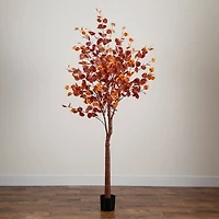Nearly Natural 7ft Pre-Lit Autumn Eucalyptus Lighted Indoor Artificial Tree
