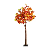 Nearly Natural 6ft Pre-Lit Autumn Maple Lighted Indoor Artificial Tree