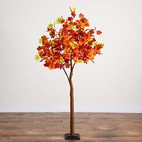Nearly Natural 6ft Pre-Lit Autumn Maple Lighted Indoor Artificial Tree