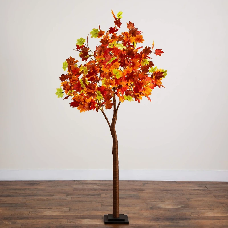 Nearly Natural 6ft Pre-Lit Autumn Maple Lighted Indoor Artificial Tree
