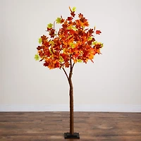 Nearly Natural 6ft Pre-Lit Autumn Maple Lighted Indoor Artificial Tree