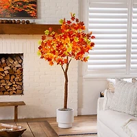 Nearly Natural 6ft Pre-Lit Autumn Maple Lighted Indoor Artificial Tree