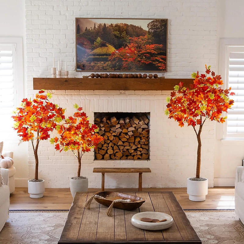Nearly Natural 6ft Pre-Lit Autumn Maple Lighted Indoor Artificial Tree