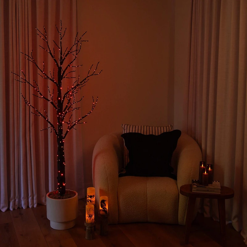 Nearly Natural 6ft Pre-Lit Halloween Twig Lighted Indoor Artificial Tree