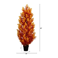 Nearly Natural 4ft Uv Resistant Autumn Cedar Indoor Outdoor Artificial Tree