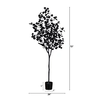 Nearly Natural 6ft Halloween Black Eucalyptus Indoor Artificial Tree