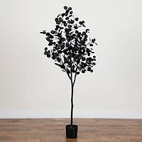 Nearly Natural 6ft Halloween Black Eucalyptus Indoor Artificial Tree