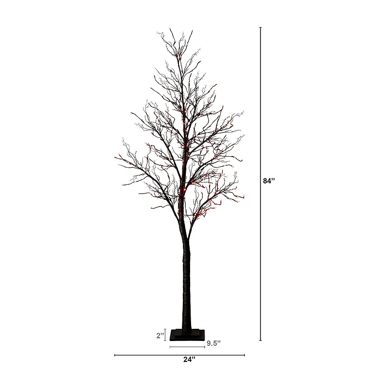 Nearly Natural 7ft Pre-Lit Halloween Twig Lighted Indoor Artificial Tree