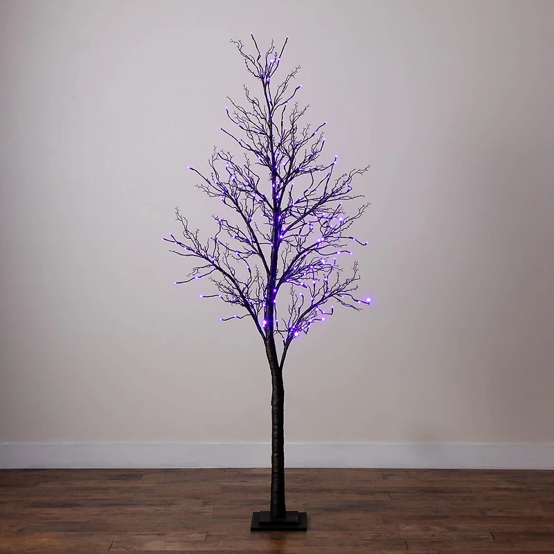 Nearly Natural 7ft Pre-Lit Halloween Twig Lighted Indoor Artificial Tree