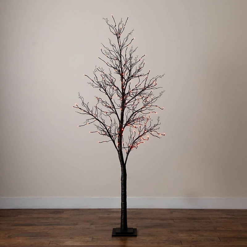Nearly Natural 7ft Pre-Lit Halloween Twig Lighted Indoor Artificial Tree