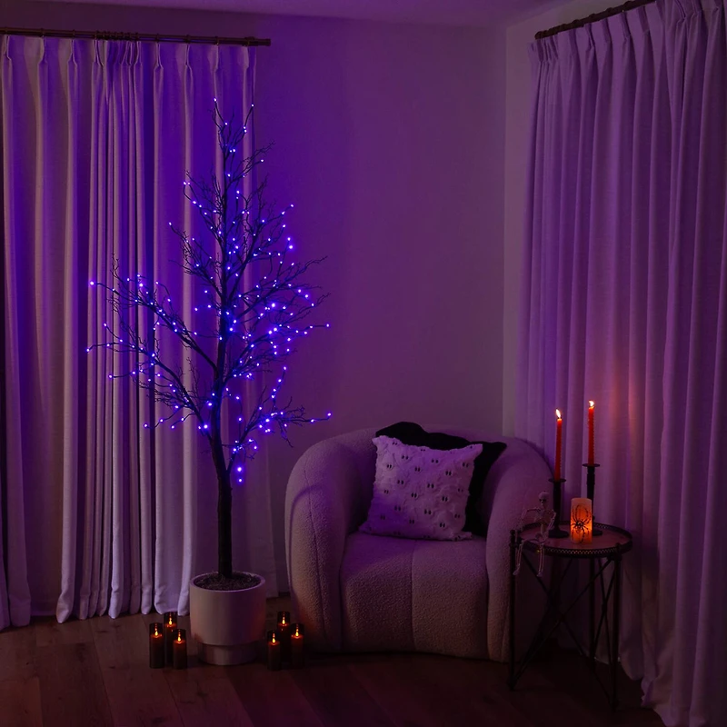 Nearly Natural 7ft Pre-Lit Halloween Twig Lighted Indoor Artificial Tree