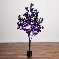 Nearly Natural 5ft Pre-Lit Black Eucalyptus Lighted Indoor Artificial Tree