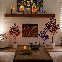 Nearly Natural 5ft Pre-Lit Black Eucalyptus Lighted Indoor Artificial Tree