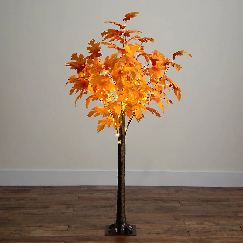Nearly Natural 5ft Pre-Lit Autumn Maple Lighted Indoor Artificial Tree