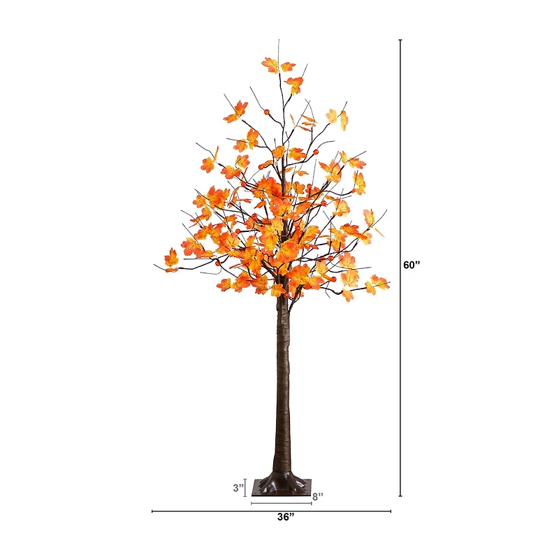 Nearly Natural 5ft Pre-Lit Autumn Maple Lighted Indoor Artificial Tree