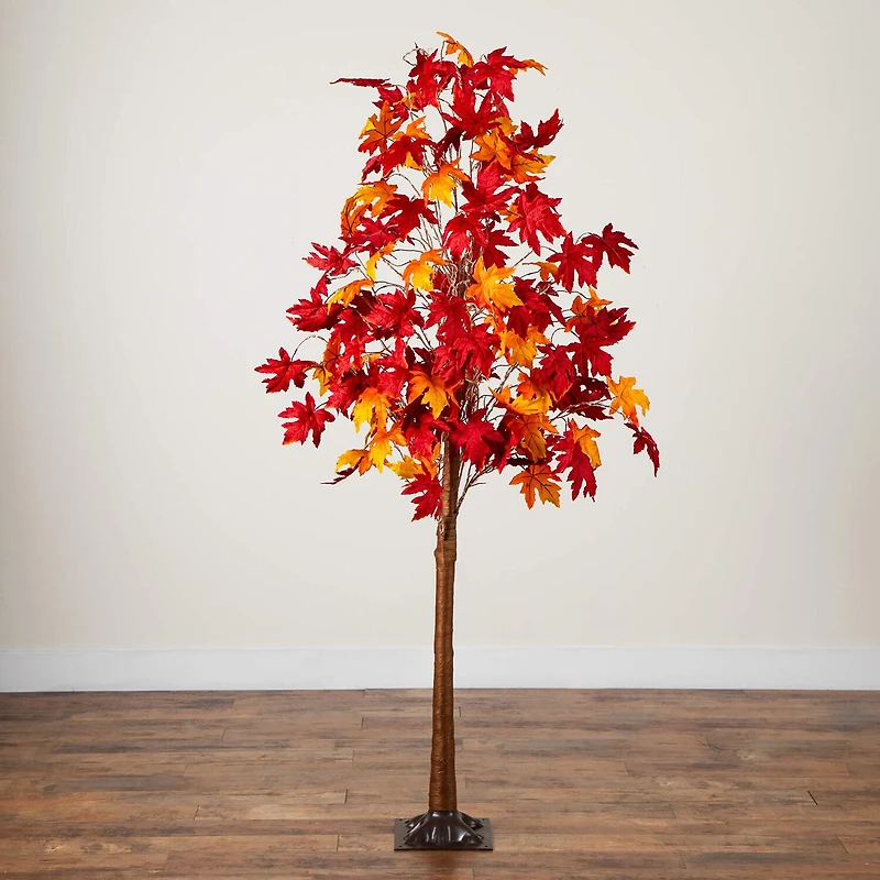 Nearly Natural 7ft Pre-Lit Autumn Weeping Maple Lighted Indoor Artificial Tree