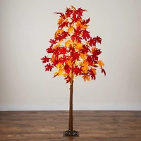 Nearly Natural 7ft Pre-Lit Autumn Weeping Maple Lighted Indoor Artificial Tree