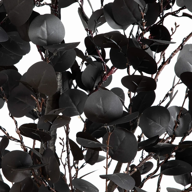 Nearly Natural 8ft Pre-Lit Black Eucalyptus Lighted Indoor Artificial Tree