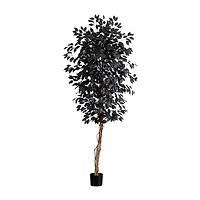 Nearly Natural 6ft Black Halloween Ficus Indoor Artificial Tree