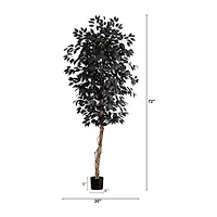 Nearly Natural 6ft Black Halloween Ficus Indoor Artificial Tree