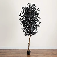 Nearly Natural 6ft Black Halloween Ficus Indoor Artificial Tree