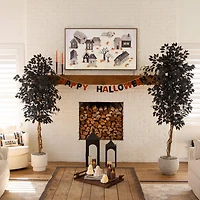 Nearly Natural 6ft Black Halloween Ficus Indoor Artificial Tree