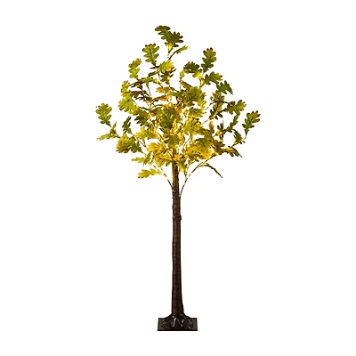 Nearly Natural 6ft Pre-Lit Autumn Oak Lighted Indoor Artificial Tree