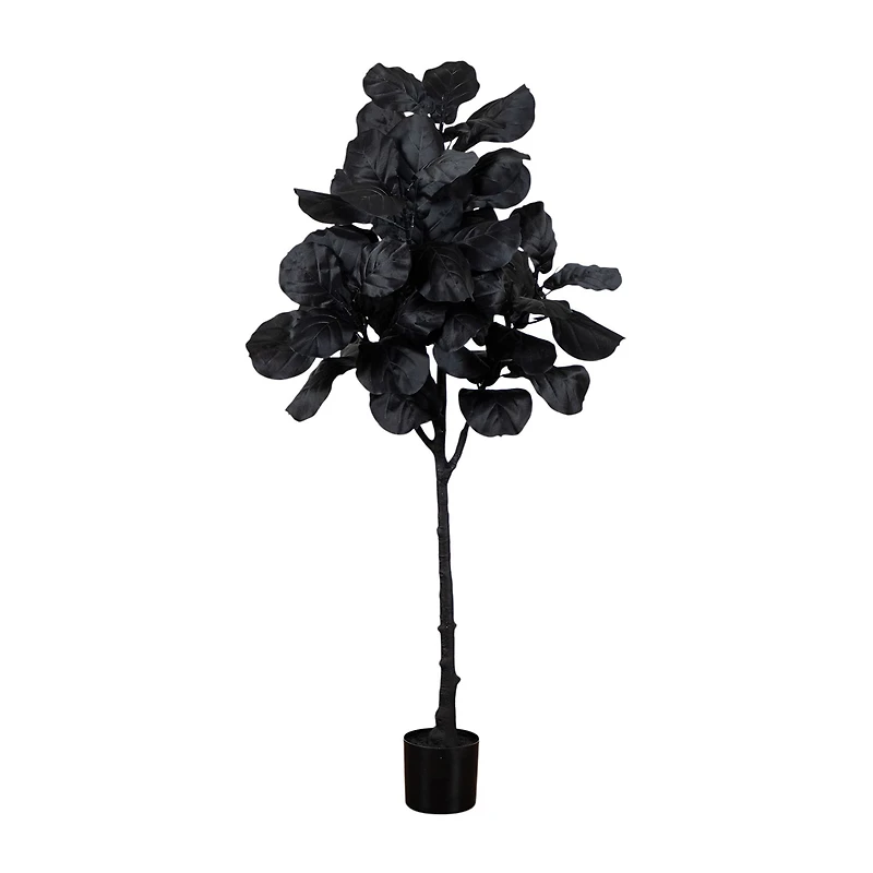 Nearly Natural 5ft Black Fiddle Leaf Indoor Artificial Tree