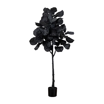 Nearly Natural 5ft Black Fiddle Leaf Indoor Artificial Tree