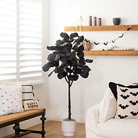 Nearly Natural 5ft Black Fiddle Leaf Indoor Artificial Tree