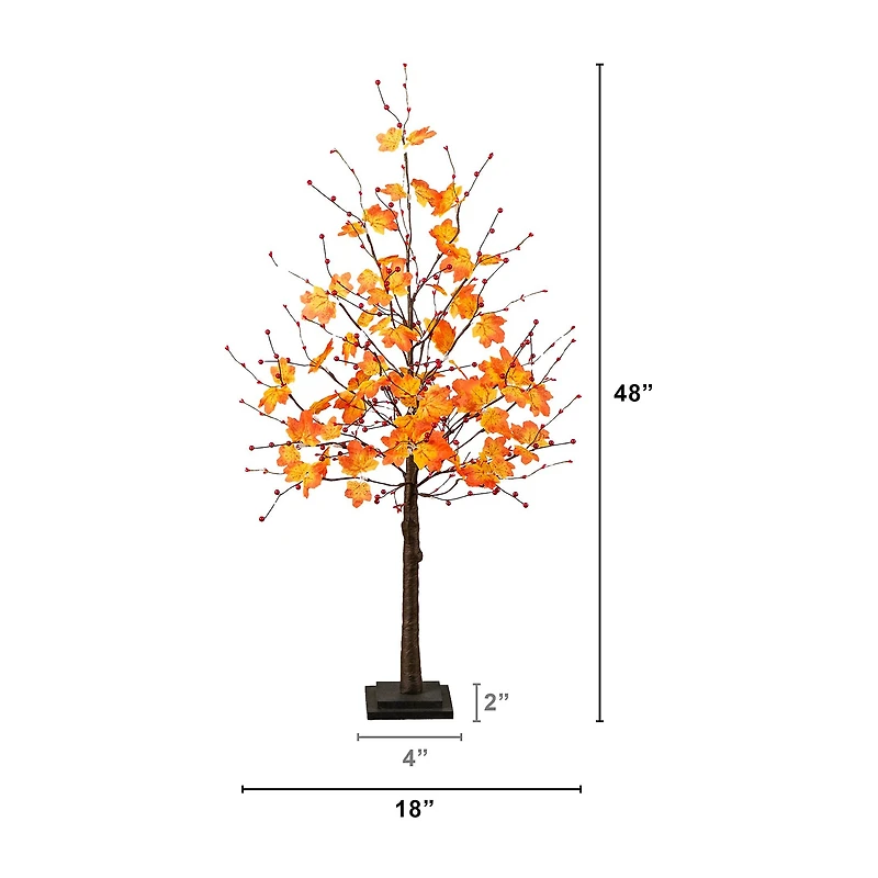 Nearly Natural 4ft Autumn Maple Fall Lighted Indoor Artificial Tree