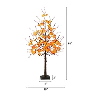 Nearly Natural 4ft Autumn Maple Fall Lighted Indoor Artificial Tree