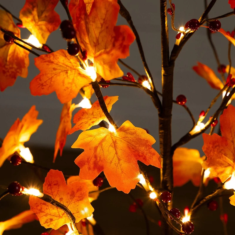 Nearly Natural 4ft Autumn Maple Fall Lighted Indoor Artificial Tree