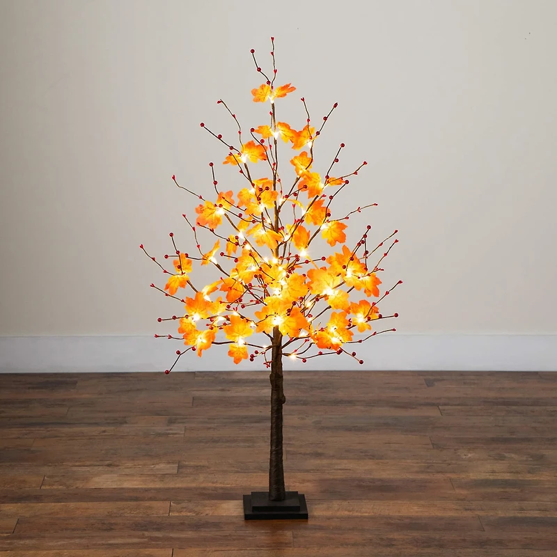 Nearly Natural 4ft Autumn Maple Fall Lighted Indoor Artificial Tree