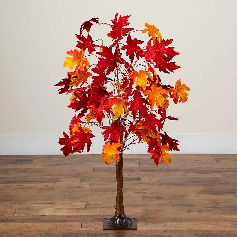 Nearly Natural 4ft Pre-Lit Autumn Weep Maple Lighted Indoor Artificial Tree