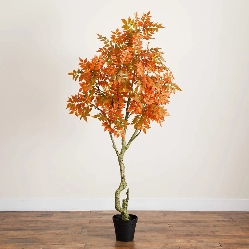 Nearly Natural 7ft Autumn Sumac Fall Indoor Artificial Tree