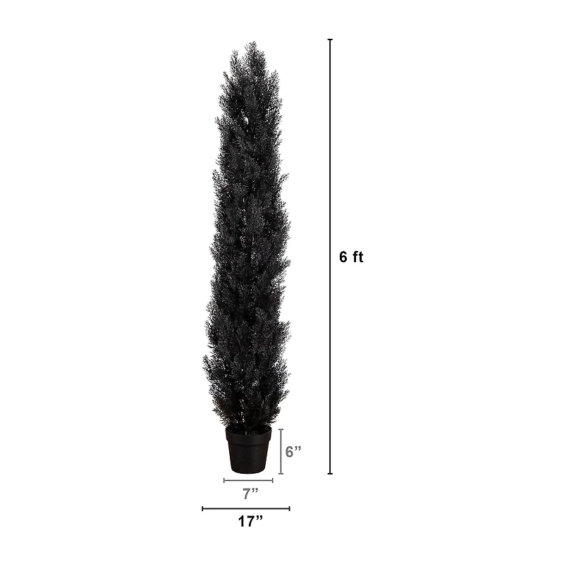 Nearly Natural 6ft Uv Black Cedar In/Out Indoor Outdoor Artificial Tree