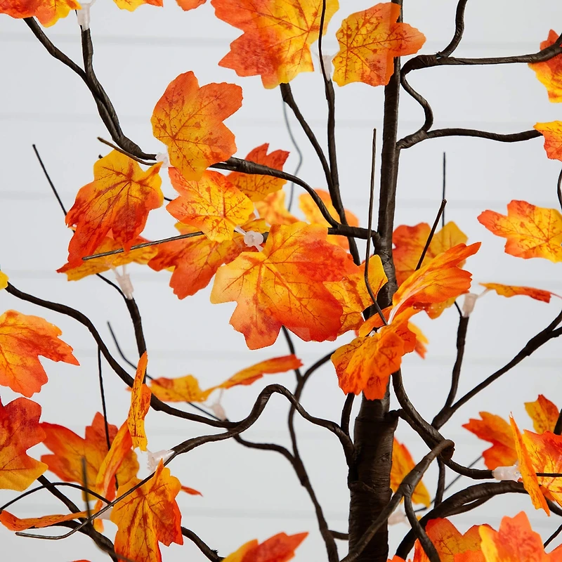 Nearly Natural 4ft Autumn Maple Fall Lighted Indoor Artificial Tree