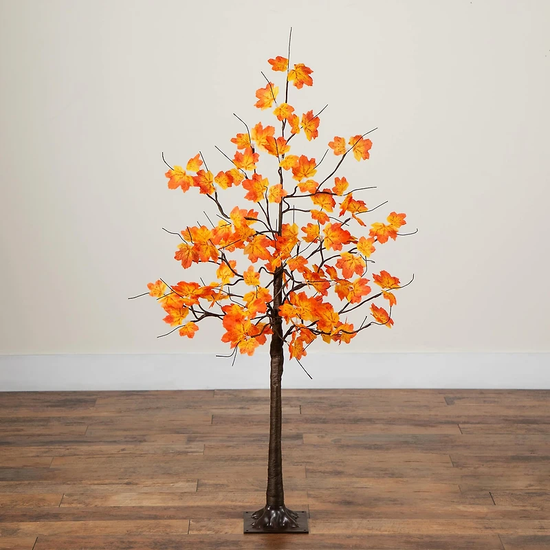 Nearly Natural 4ft Autumn Maple Fall Lighted Indoor Artificial Tree