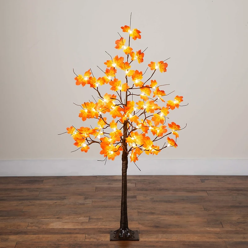 Nearly Natural 4ft Autumn Maple Fall Lighted Indoor Artificial Tree