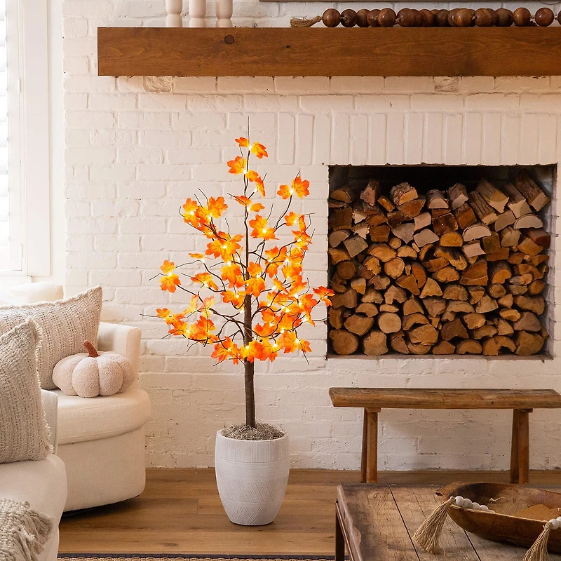 Nearly Natural 4ft Autumn Maple Fall Lighted Indoor Artificial Tree