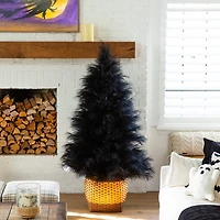 Nearly Natural 6ft Black Pampas Grass Indoor Artificial Tree