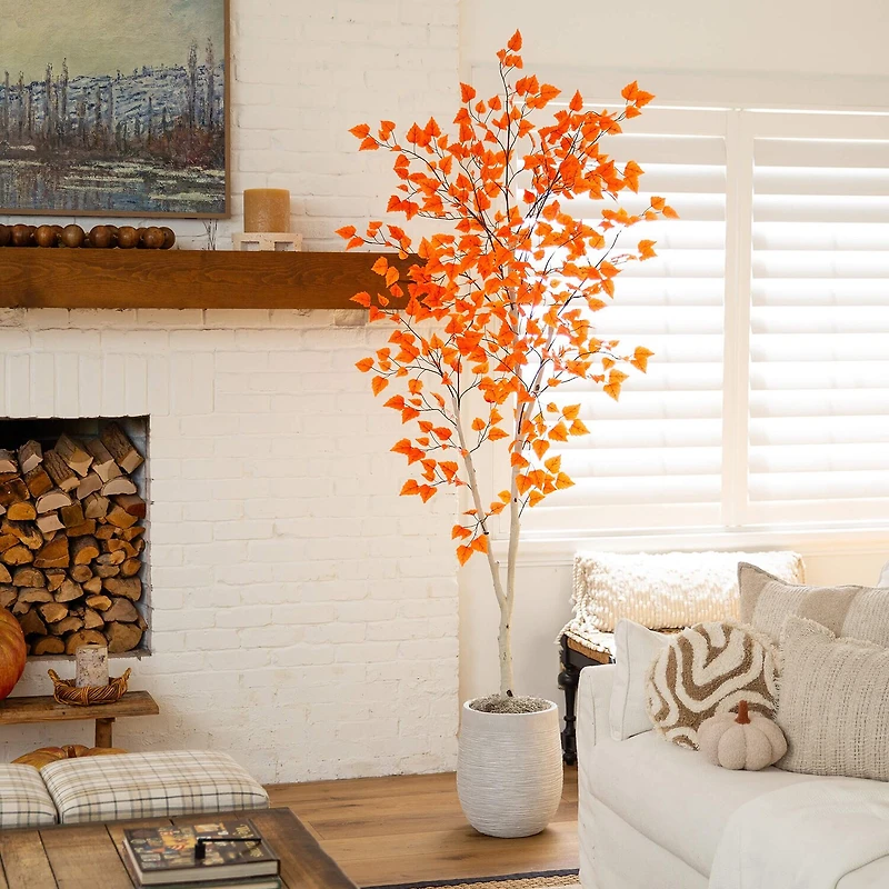 Nearly Natural 7ft Autumn Birch Fall Indoor Artificial Tree